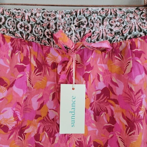 NEW Sundance PM Leia Pink Cropped Floral Lightweight Cuffed Pull Up Ankle Pants - Picture 4 of 9